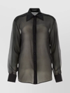 Dolce & Gabbana Satin-lapel Sheer Silk Chiffon Long Coat In Grey
