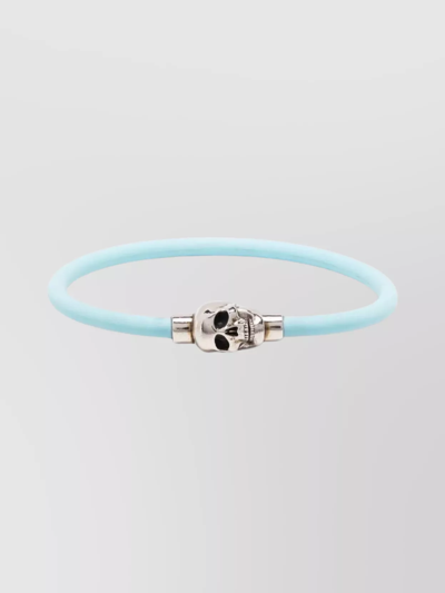 Alexander Mcqueen Rubber Cord Skull Bracelet In Blue