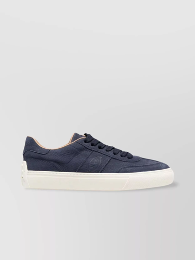 Tod's Nubuck Round Toe Sneakers In Blue