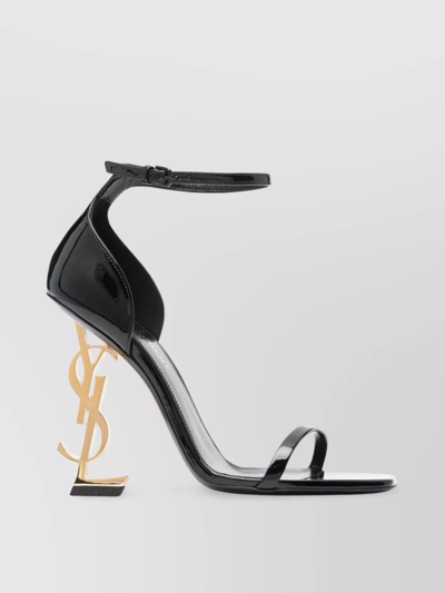 SAINT LAURENT STRUCTURED PATENT LEATHER SANDALS WITH 11CM HEEL