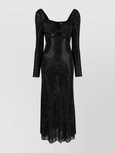 SELF-PORTRAIT RHINESTONE MESH SWEETHEART MIDI DRESS