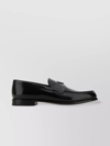 PRADA CLASSIC ROUND TOE LEATHER LOAFERS WITH LOW BLOCK HEEL