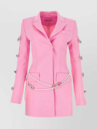 Mach & Mach Wool Blazer Dress With Waist Belt In Pink