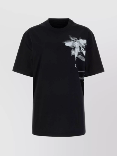 Y3 Yamamoto Oversize Crew Neck T-shirt With Graphic Print In Black