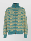 MIU MIU OVERSIZED WOOL BLEND CARDIGAN WITH EMBROIDERED KNIT PATTERN