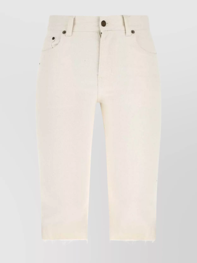 Saint Laurent 5-pocket Denim Bermuda Shorts In White