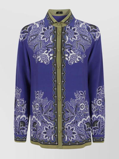 ETRO TRIMMED FLORAL SLEEVE SHIRT