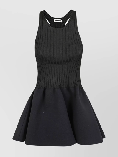 Jil Sander Knit Sleeveless Tulip Dress In Black