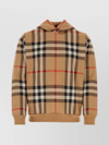 BURBERRY CHECKERED PATTERN COTTON SWEATSHIRT WITH HOOD AND RIBBED FINISH