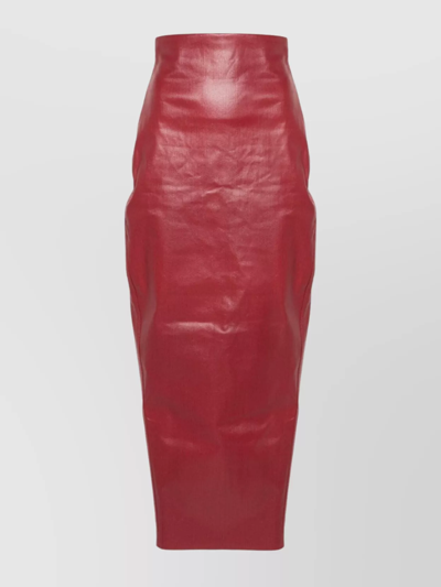 Rick Owens Coated Denim Skirt In Red