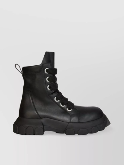 RICK OWENS CHUNKY LACE-UP LEATHER BOOTS WITH TRACTOR SOLE