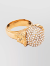 VERSACE CRYSTAL-EMBELLISHED ROUND RINGS GOLD TONE