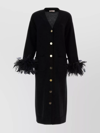 VALENTINO LONG SLEEVE WOOL CARDIGAN WITH FEATHER INSERTS