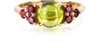 GUCCI DESIGNER RINGS RED SAPPHIRES AND PERIDOT 18K ROSE GOLD RING