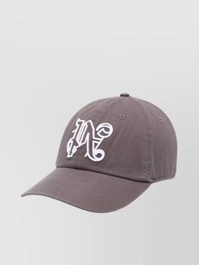 Palm Angels Monogram-embroidered Baseball Cap In 0701 Dark Grey White