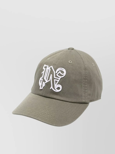 Palm Angels Monogram-embroidered Cotton Cap In Green