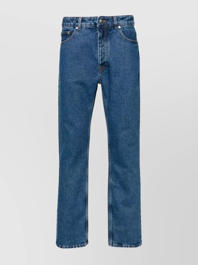 PALM ANGELS LOGO STITCHED DENIM TROUSERS