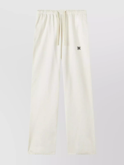 Palm Angels Drawstring Cotton Trousers In White