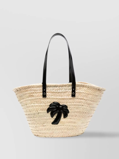 Palm Angels Bucket Bag With Palm Tree Patch In Beige