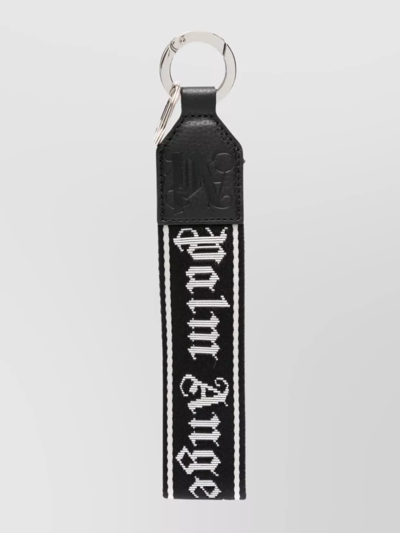 Palm Angels Logo-jacquard Keyring In Black