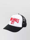 PALM ANGELS TRUCKER HAT WITH CITY WRITING IN RELIEF