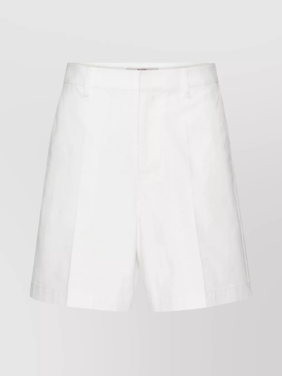 Valentino Stretch Cotton Canvas Shorts With Rubberized V-detail In Ivory