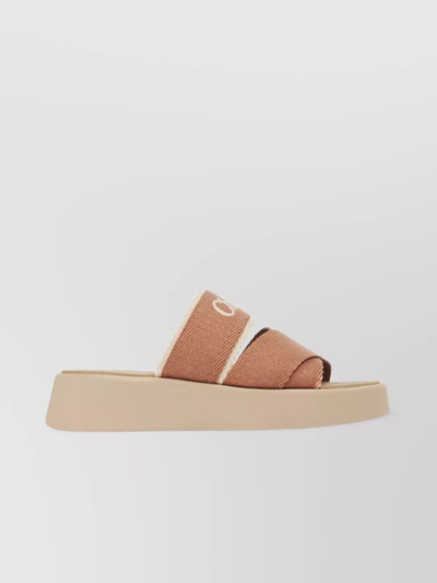 Chloé Mila Platform Mules With Open Toe In Brown