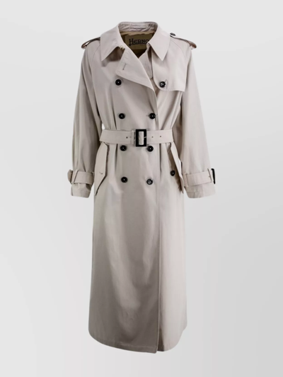 Herno Trench Coat In Light Cotton In Grey