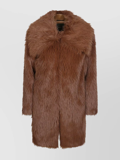 Pinko Oversize-collar Faux Fur Coat In Marrón