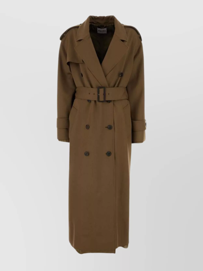 Miu Miu Raw-cut Maxi Trench Coat In Brown