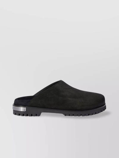 OFF-WHITE METAL LOGO SUEDE CLOGS