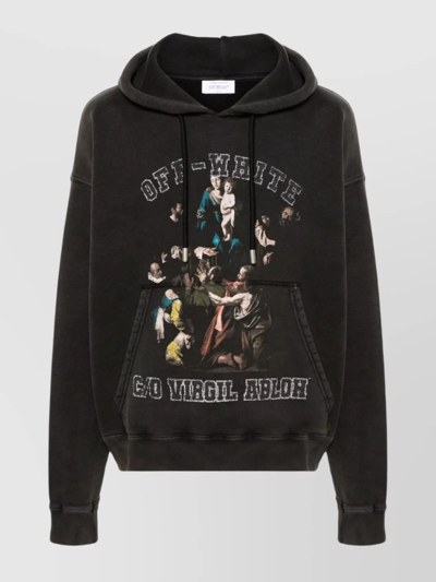 Off-white Mary Skate Hooded Cotton Sweatshirt In Black