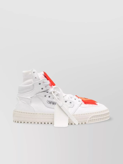 OFF-WHITE HIGH-TOP SNEAKERS WITH CONTRAST TAG DETAIL