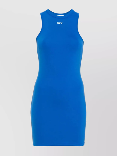 Off-white Sleek Rowing Logo-print Mini Dress In Blue