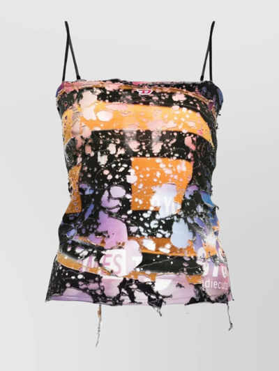 DIESEL LAYERED GRAPHIC PRINT SPAGHETTI STRAP TOP