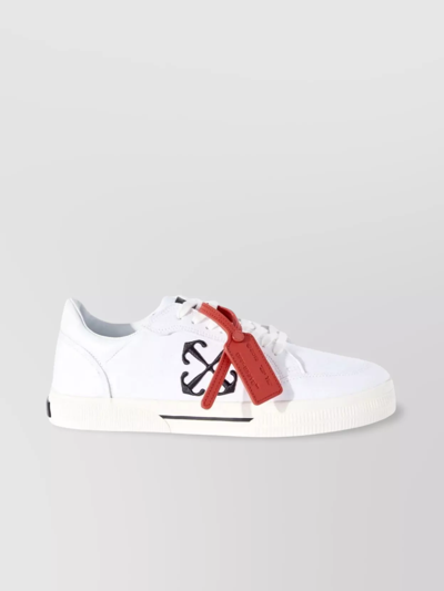 Off-white Vulcanized Contrasting-tag Canvas Sneakers In White