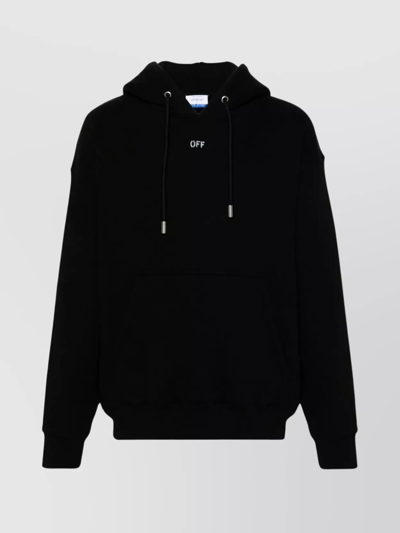 Off-white Hooded Sweatshirt With Drawstring And Pocket