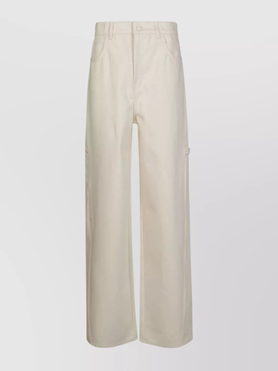 Max Mara Wide-leg Cotton Trousers In Ivory