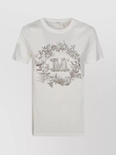 Max Mara Logo Embellished Crewneck T In White