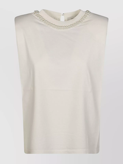 Golden Goose Journey Sleeveless Pearl-embellished T-shirt In White