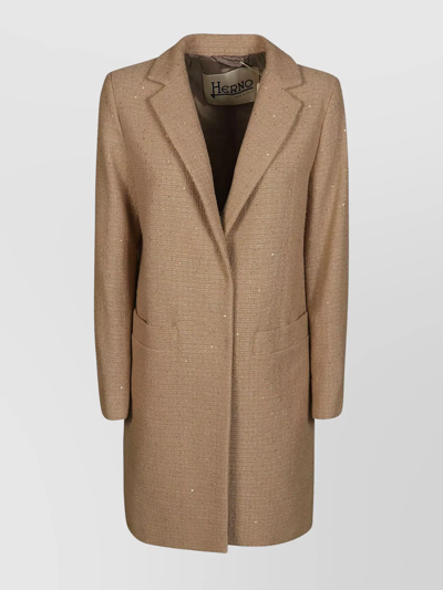 Herno Cotton Paillettes Coat In Sand
