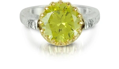Gucci Designer Rings Green Cubic Zirconia Sterling Silver & Rose Gold Flip Ring In Vert