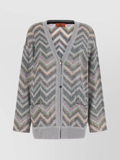 Missoni Sequin-embellished Metallic Crochet-knit Cardigan In Lgt Blue/grey On Wht