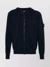 STONE ISLAND RIBBED CREWNECK SWEATER WITH HOOD AND POCKETS