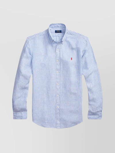 Polo Ralph Lauren Polo Pony-embroidered Linen Shirt In Light Blue