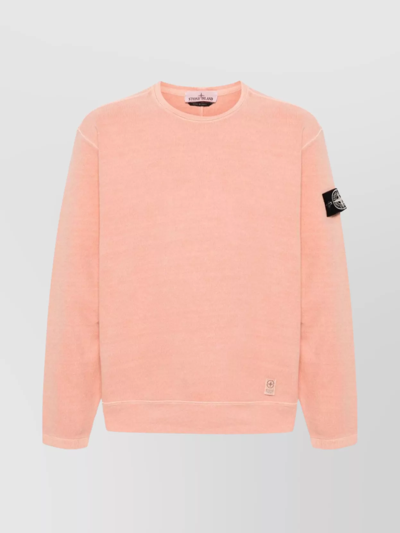 Stone Island Ribbed Crew Neck Sweater In Pink