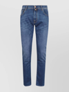 JACOB COHEN SLIM FIT DENIM TROUSERS WITH CONTRAST STITCHING