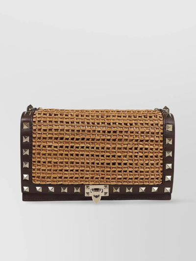 Valentino Garavani Rockstud Chain Strap Shoulder Bag In Brown