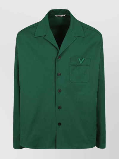 Valentino Caban V Detailed Shirt Jacket In Pvf Basil Green