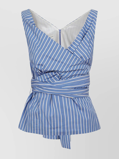 Dries Van Noten Colada Striped Wrap Top In Blue